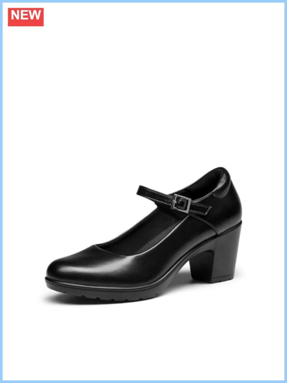 Mary Jane Block Heels PU Leather Pumps Arch Support